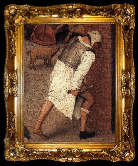 framed  BRUEGHEL, Pieter the Younger Proverbs (detail) ftqq, ta009-2